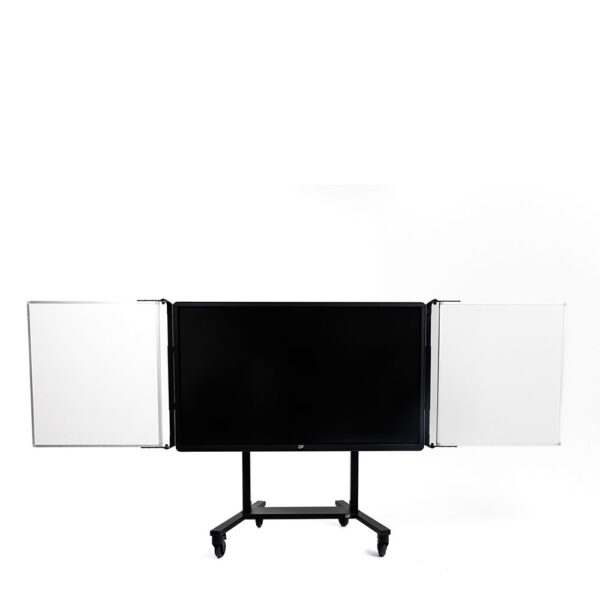 ergoxs-slimline-compact-wall-dubbelzuilse-wandvloerlift-vooraanzicht-cw2232b-laag-whiteboard-frame-touch-wbf65-wbf75-wbf86